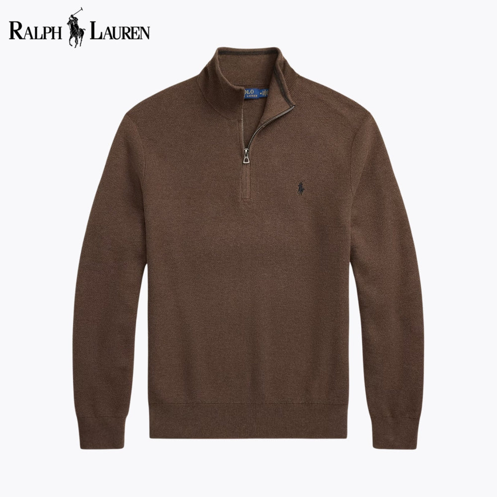 RL Mesh-Knit Cotton Quarter-Zip Sweater